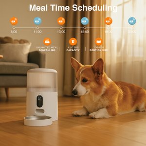 INSTACHEW Purechew Sight Double Smart Automatic Wi-Fi Enabled Pet Feeder with HD Camera, White