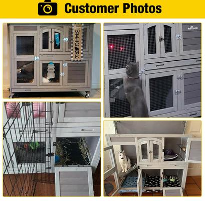 Show full view: Aivituvin Two Story Indoor & Outdoor Rabbit Hutch, 44 x 20 x 41.5-in slide 4 of 8