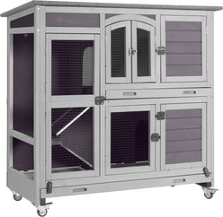 Aivituvin Two Story Indoor & Outdoor Rabbit Hutch, 44 x 20 x 41.5-in