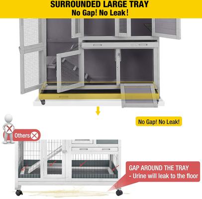 Show full view: Aivituvin Two Story Indoor & Outdoor Rabbit Hutch, 44 x 20 x 41.5-in slide 2 of 8