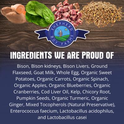 Show full view: Shepherd Boy Farms Bison Recipe Freeze-Dried Dog Food, 14-oz bag slide 3 of 10