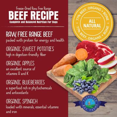 Show full view: Shepherd Boy Farms Beef Recipe Freeze-Dried Dog Food, 14-oz bag slide 7 of 10