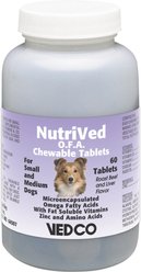 NutriVed O.F.A. Beef Flavored Chewable Tablets Vitamin Supplement for Small & Medium Dogs, 60 count