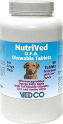 NutriVed O.F.A. Beef Flavored Chewable Tablets Vitamin Supplement for Large Dogs, 60 count