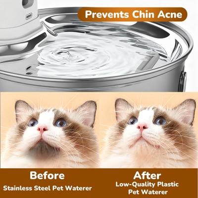 Show full view: ONIZOOMI Smart Motion-Activated Dog & Cat Fountain with Non-Skid BPA-Free Stainless Steel Drinking Bowl, 186-oz slide 6 of 11