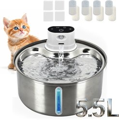 ONIZOOMI Smart Motion-Activated Dog & Cat Fountain with Non-Skid BPA-Free Stainless Steel Drinking Bowl, 186-oz