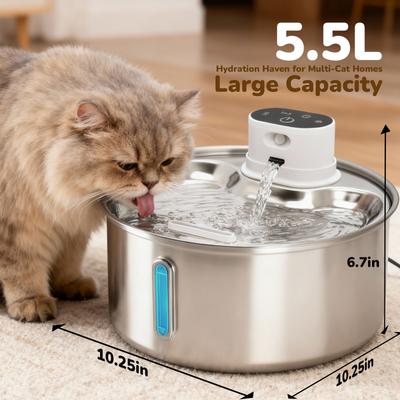 Show full view: ONIZOOMI Smart Motion-Activated Dog & Cat Fountain with Non-Skid BPA-Free Stainless Steel Drinking Bowl, 186-oz slide 2 of 11