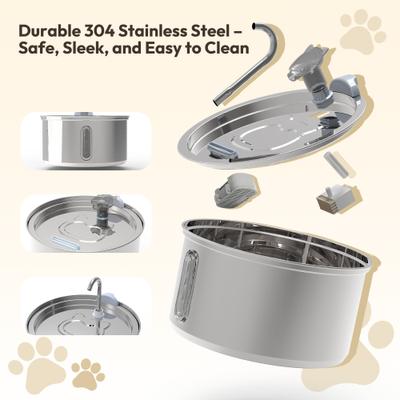 Show full view: ONIZOOMI Dog & Cat Fountain with Non-Skid BPA-Free Stainless Steel Drinking Bowl, 270-oz slide 6 of 13