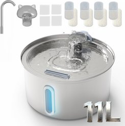 ONIZOOMI Dog & Cat Fountain with Non-Skid BPA-Free Stainless Steel Drinking Bowl, 372-oz
