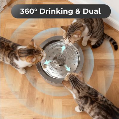 Show full view: ONIZOOMI Compact Dog & Cat Fountain with Non-Skid BPA-Free Stainless Steel Drinking Bowl, 74-oz slide 3 of 11