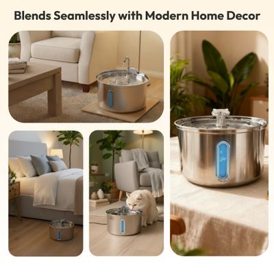 Show full view: ONIZOOMI Dog & Cat Fountain with Non-Skid BPA-Free Stainless Steel Drinking Bowl, 135-oz slide 8 of 12