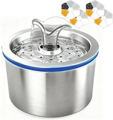 ONIZOOMI Compact Dog & Cat Fountain with Non-Skid BPA-Free Stainless Steel Drinking Bowl, 74-oz