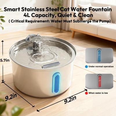 Show full view: ONIZOOMI Dog & Cat Fountain with Non-Skid BPA-Free Stainless Steel Drinking Bowl, 135-oz slide 2 of 12