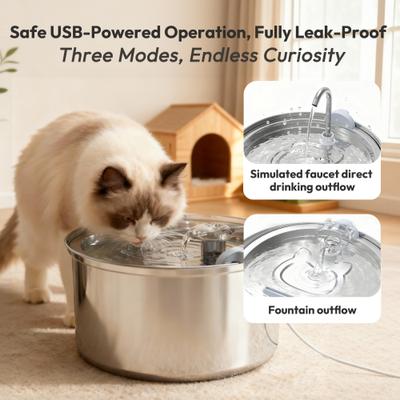 Show full view: ONIZOOMI Dog & Cat Fountain with Non-Skid BPA-Free Stainless Steel Drinking Bowl, 135-oz slide 3 of 12