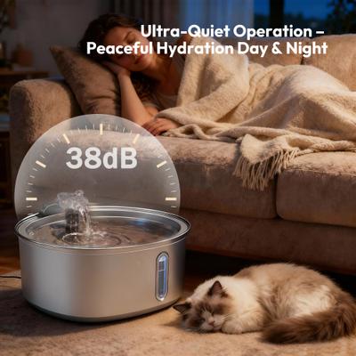 Show full view: ONIZOOMI Dog & Cat Fountain with Non-Skid BPA-Free Stainless Steel Drinking Bowl, 270-oz slide 8 of 13