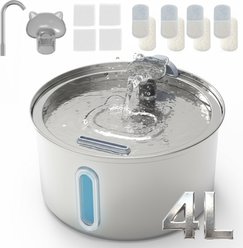 ONIZOOMI Dog & Cat Fountain with Non-Skid BPA-Free Stainless Steel Drinking Bowl, 135-oz
