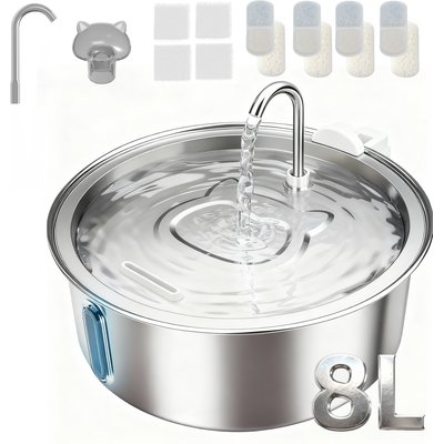 ONIZOOMI ONIZOOMI Dog & Cat Fountain with Non-Skid BPA-Free Stainless Steel Drinking Bowl, 270-oz