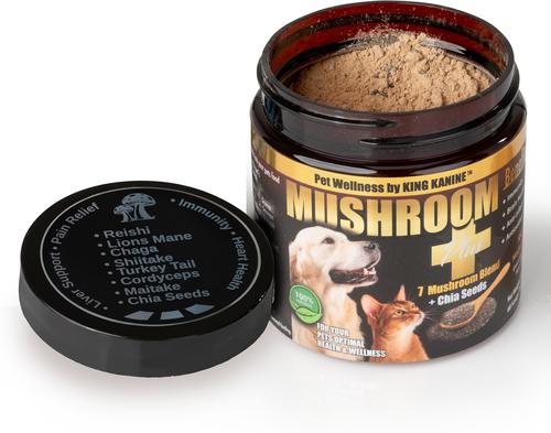 Show full view: King Kanine Mushroom Plus+ Powder Supplement for Dogs & Cats, 2-oz jar slide 3 of 3
