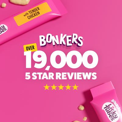 Show full view: Bonkers Licky Tubes Grain-Free Wet Chicken & Salmon Flavored Lickable Cat Treats, 18 tubes slide 9 of 11