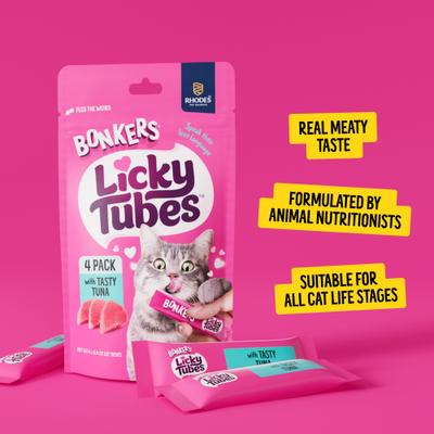 Show full view: Bonkers Licky Tubes Grain-Free Wet Tuna Flavored Lickable Cat Treats, 4 tubes slide 8 of 11