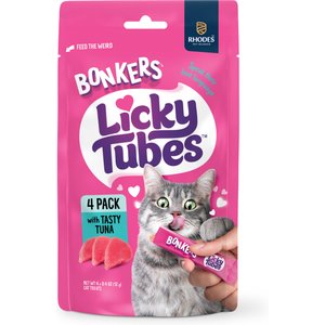 Bonkers Licky Tubes Grain-Free Wet Tuna Flavored Lickable Cat Treats, 4 tubes