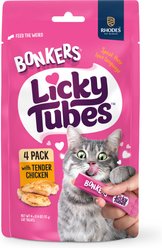 Bonkers Licky Tubes Grain-Free Tender Chicken Flavored Lickable Cat Treats, 4 tubes