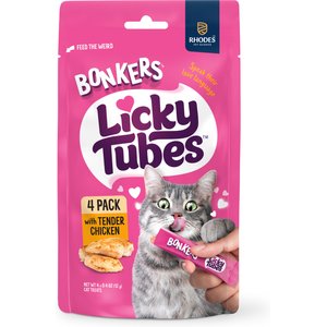 Bonkers Licky Tubes Grain-Free Tender Chicken Flavored Lickable Cat Treats, 4 tubes