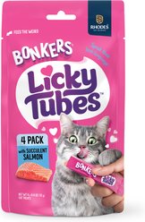 Bonkers Licky Tubes Grain-Free Wet Succulent Salmon Flavored Lickable Cat Treats, 4 tubes