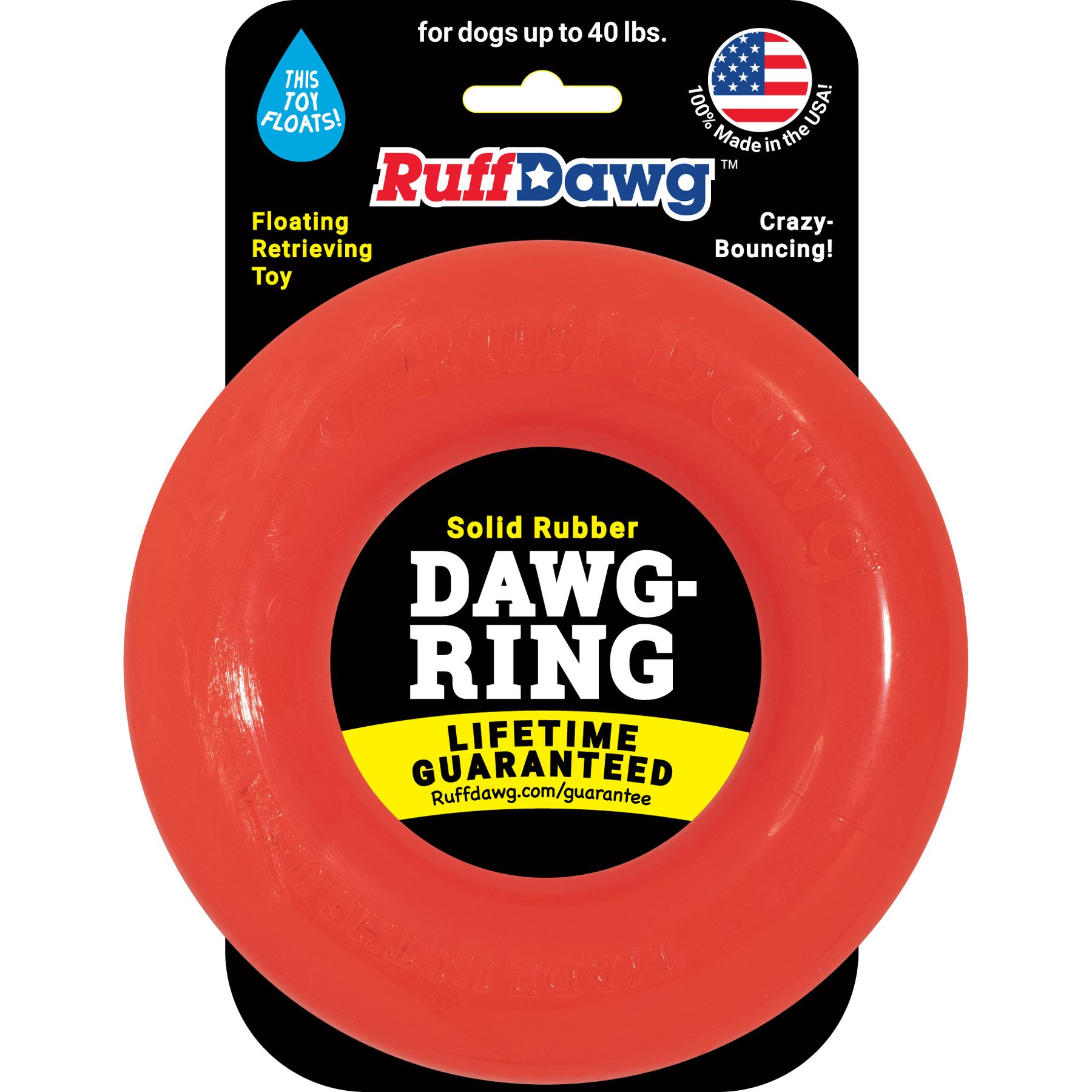 Ruff Dawg Ring Dog Chew Toy, Orange, Small