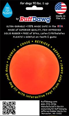 Show full view: Ruff Dawg Ball Tough Dog Chew Toy, Orange, 3.5-in slide 2 of 9