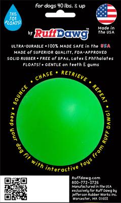 Show full view: Ruff Dawg Ball Tough Dog Chew Toy, Green, 3.5-in slide 3 of 8