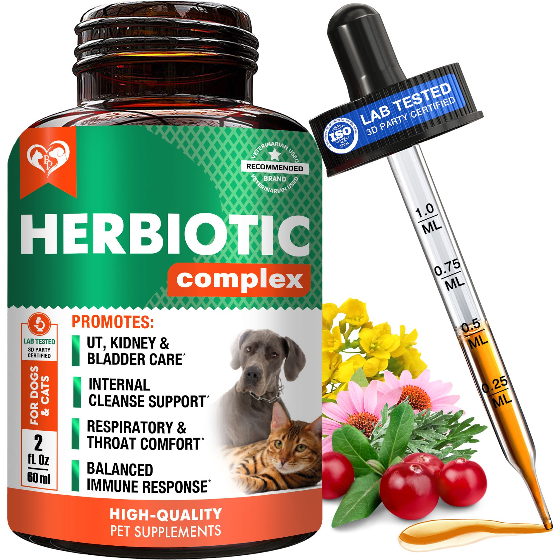Beloved Pets Natural Herbiotic Liquid Urinary Supplement for Dogs & Cats, 60-mL bottle