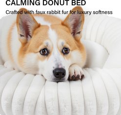 LFC PETS Donut Bolster Dog & Cat Bed with Removable Cover, Milky White, Small slide 2 of 9