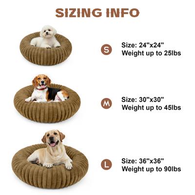 Show full view: LFC PETS Donut Bolster Dog & Cat Bed with Removable Cover, Khaki, Large slide 2 of 10