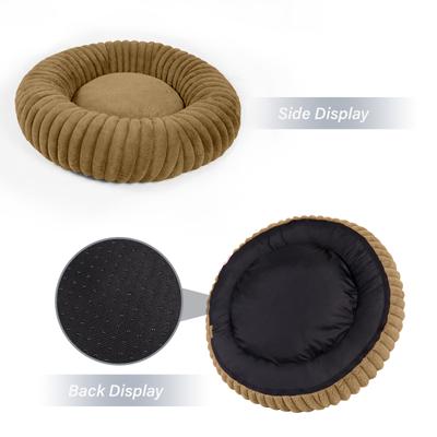 Show full view: LFC PETS Donut Bolster Dog & Cat Bed with Removable Cover, Khaki, Large slide 7 of 10