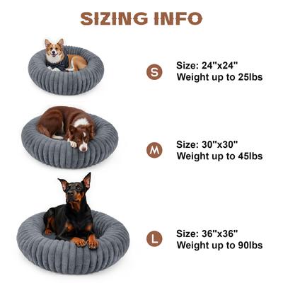 Show full view: LFC PETS Donut Bolster Dog & Cat Bed with Removable Cover, Dark Grey, Large slide 3 of 11