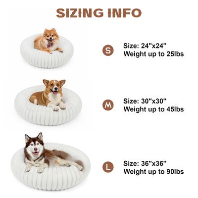 Show full view: LFC PETS Donut Bolster Dog & Cat Bed with Removable Cover, Milky White, Large slide 3 of 11