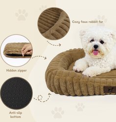 LFC PETS Washable Bolster Dog & Cat Bed with Removable Inner Cushion, Khaki, Small slide 2 of 9