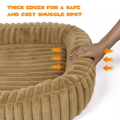 Show full view: LFC PETS Washable Bolster Dog & Cat Bed with Removable Inner Cushion, Khaki, Medium Plus slide 5 of 10