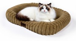 LFC PETS Washable Bolster Dog & Cat Bed with Removable Inner Cushion, Khaki, Small