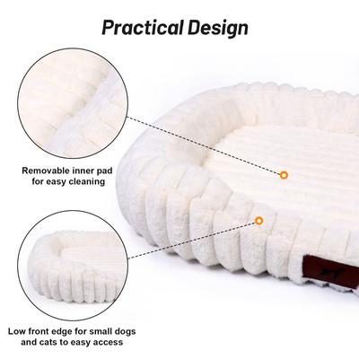 Show full view: LFC PETS Washable Bolster Dog & Cat Bed with Removable Inner Cushion, Milkywhite, Medium Plus slide 7 of 10