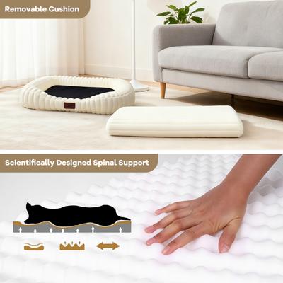 Show full view: LFC PETS Washable Bolster Dog & Cat Bed with Removable Inner Cushion, Milkywhite, Medium Plus slide 8 of 10