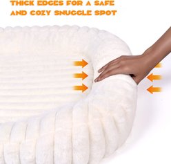 LFC PETS Washable Bolster Dog & Cat Bed with Removable Inner Cushion, Milky White, Small slide 2 of 9