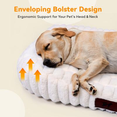 Show full view: LFC PETS Washable Bolster Dog & Cat Bed with Removable Inner Cushion, Milkywhite, Medium Plus slide 4 of 10
