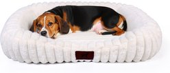 LFC PETS Washable Bolster Dog & Cat Bed with Removable Inner Cushion, Milkywhite, Medium Plus