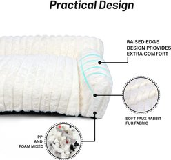 LFC PETS Plush Foldable Couch Dog & Cat Bed with Removable Cover, Milky White, Medium slide 2 of 9