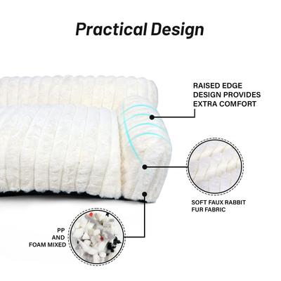 Show full view: LFC PETS Plush Foldable Couch Dog & Cat Bed with Removable Cover, Milky White, Small slide 9 of 10