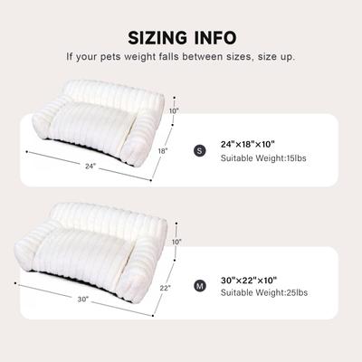 Show full view: LFC PETS Plush Foldable Couch Dog & Cat Bed with Removable Cover, Milky White, Small slide 2 of 10