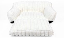 LFC PETS Plush Foldable Couch Dog & Cat Bed with Removable Cover, Milky White, Small slide 2 of 9