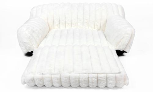 Show full view: LFC PETS Plush Foldable Couch Dog & Cat Bed with Removable Cover, Milky White, Small slide 7 of 10